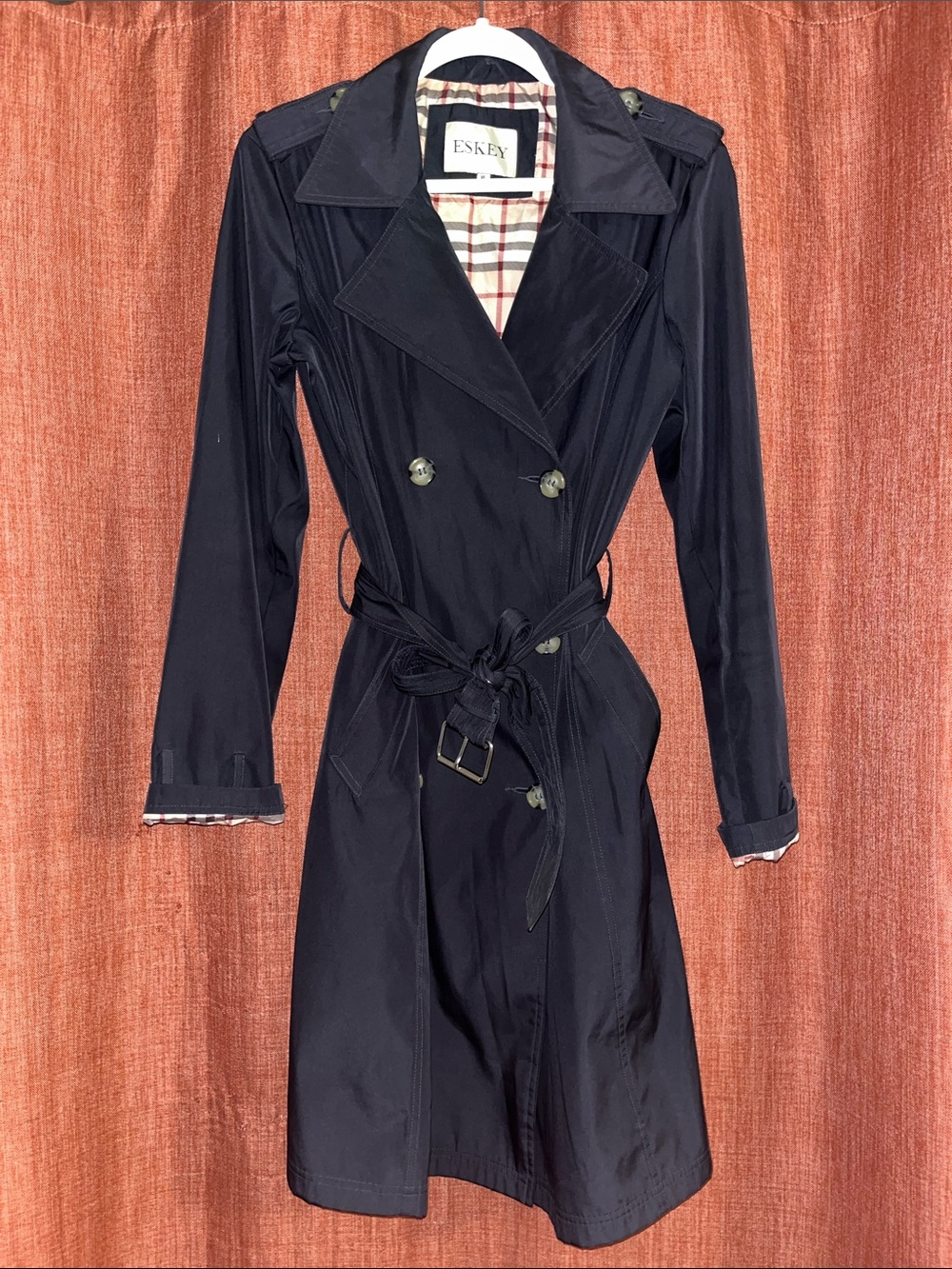 Women's Navy Trench Coat with Belt